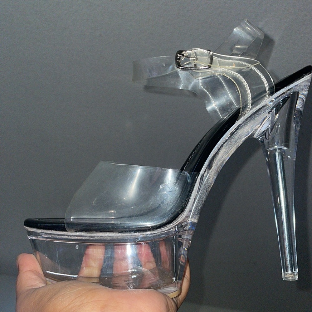 CHASE & CHLOE SERENITY-1 WOMEN'S CLEAR STILETTO HIGH HEEL PLATFORM pumps - Picture 5 of 12